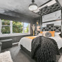 Bedroom with walls painted in an ombre effect