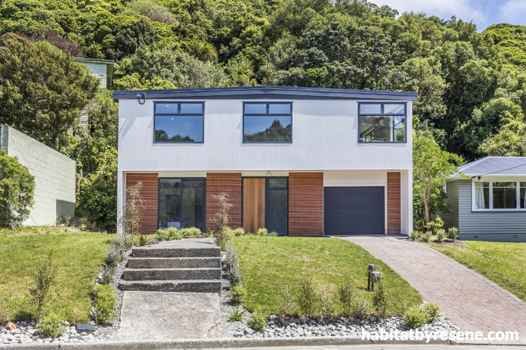 House exterior painted in neutral Resene Eighth Truffle