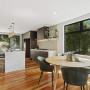 Dining area and kitchen painted in Resene White Pointer