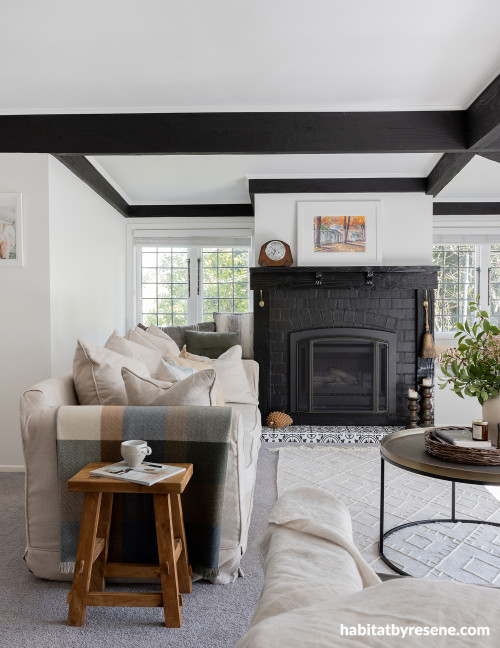 Black fireplace