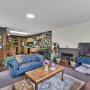Living room with walls in Resene Armadillo and Pearl, ceiling in Black White