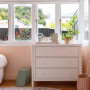 Bedroom featuring soft pinks Resene Wax Flower and Spring Rain