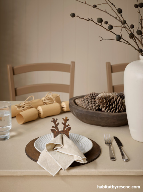 Neutral Christmas table setting