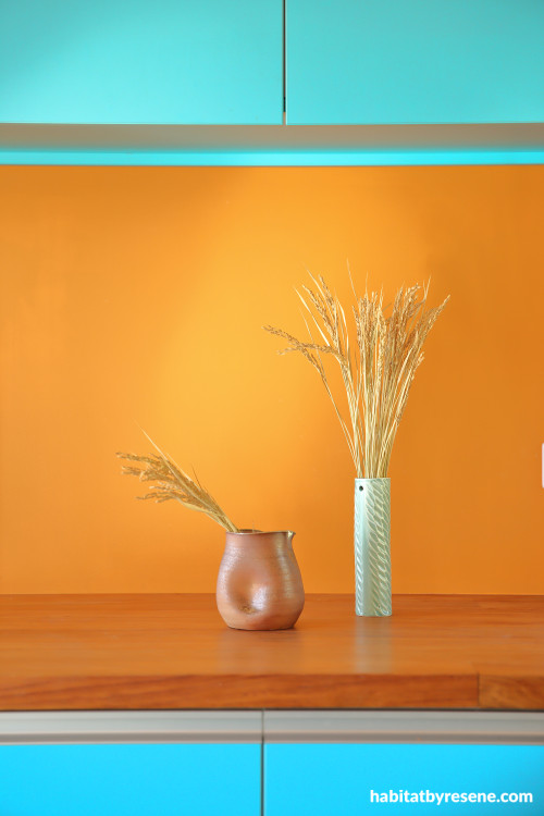 Kitchen with bold walls in Resene Meteor