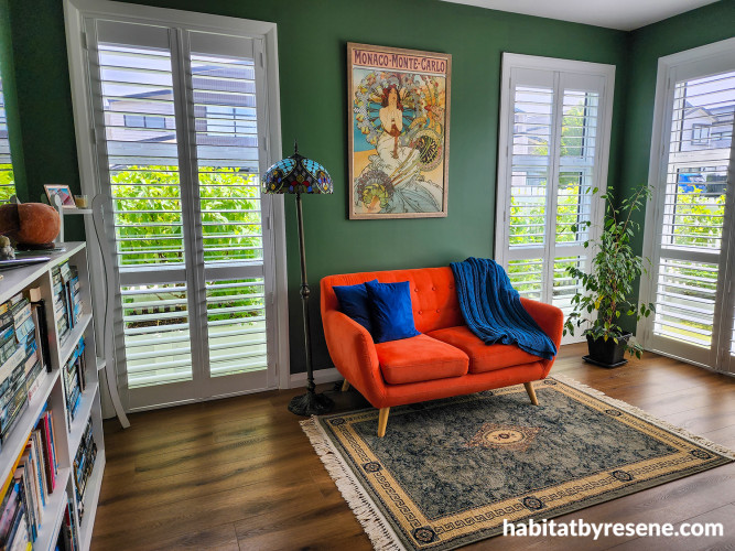 Day room in grey green Resene Tom Thumb