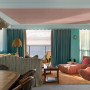 Living room featuring Resene Aqua and Resene Awash