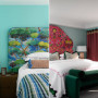 Bedroom featuring walls in Resene Aqua
