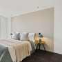 Neutral bedroom featuring Resene Double Tea