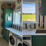 Laundry featuring floral Resene wallpaper