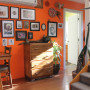 Kitchen and dining space featuring bright orange Resene Daredevil